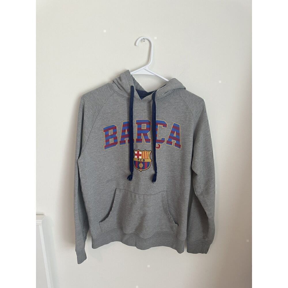 FC Barcelona hoodie sweatshirt sweater men's small gray fleece official FBC
